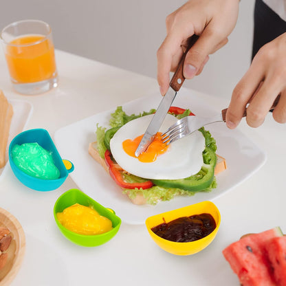Dip Clip for Bowls Plates 8PCS Plastic Dip Clip Bowl Plate Holder Chip and Dip Serving Set Sauce Holder for Spice Tomato Sauce Salt Veggie Vinegar Ketchup Chips (4 Colors)