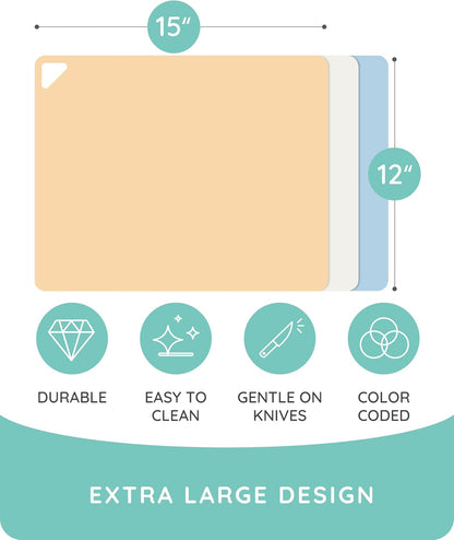 Cutting Boards for Kitchen, Plastic Cutting Board, Dishwasher Safe Cutting Boards with Juice Grooves for Meat, Veggies, Fruits, Easy Grip Handle, Serveware Accessories (Gray)