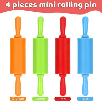 4 Pack Mini Rolling Pin for Kids,9 Inch Non-Stick with Plastic Handle