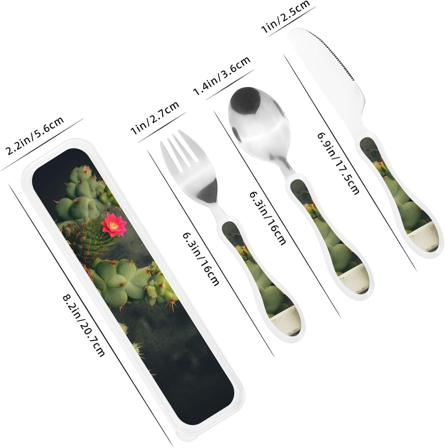 3-Piece Kids Silverware Set With Storage Case, Stainless Steel Reusable Children Safe Knife Spoon Fork Set Blue Active Girl Running Sunset Children Flatware Set For Kids Lunch Box - Colors C