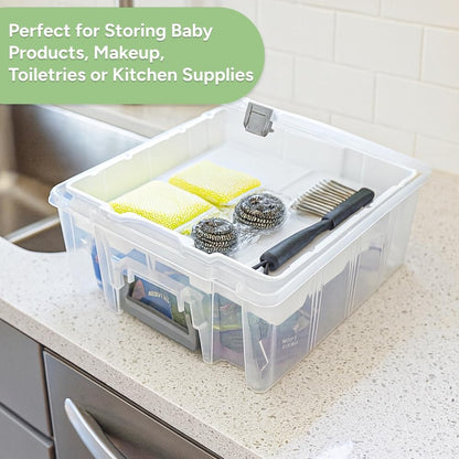 Best Kept Super Satchel Double Deep Compartment Box - Art Storage with 8 Removable Compartments | Smart Closure for Craft Supplies, Home & Office Improvement