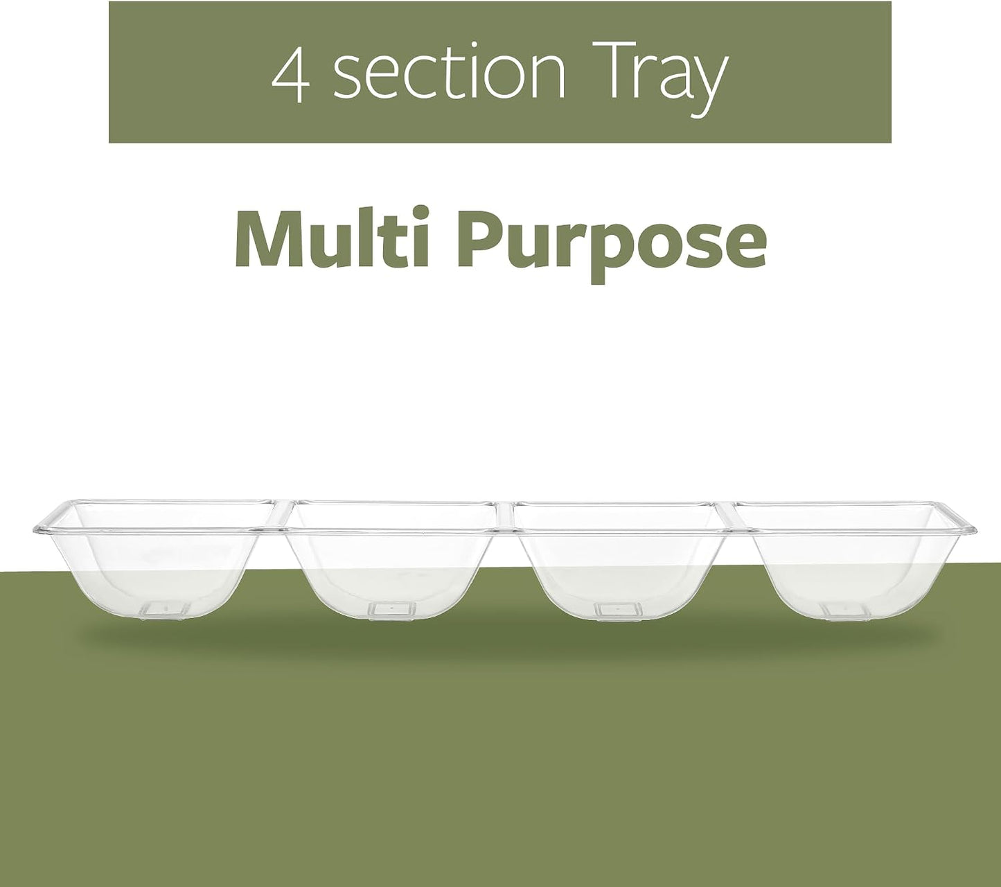 Plasticpro 4 Sectional Rectangle Plastic Serving Tray/Platter (2, Black)