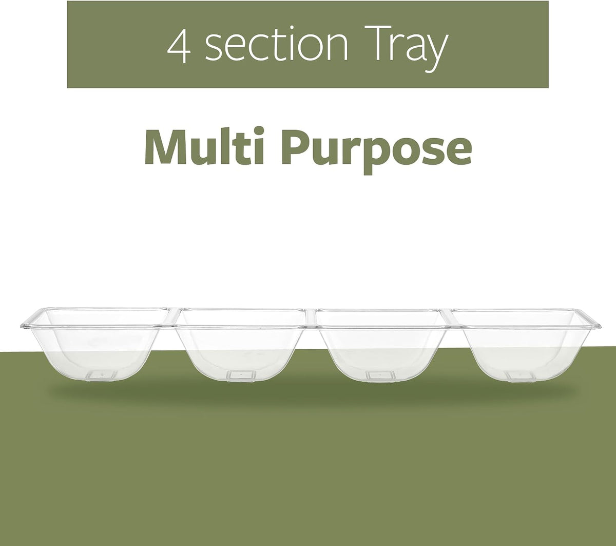 Plasticpro 4 Sectional Rectangle Plastic Serving Tray/Platter (2, Black)