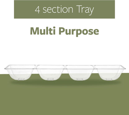 Plasticpro 4 Sectional Rectangle Plastic Serving Tray/Platter (2, Black)