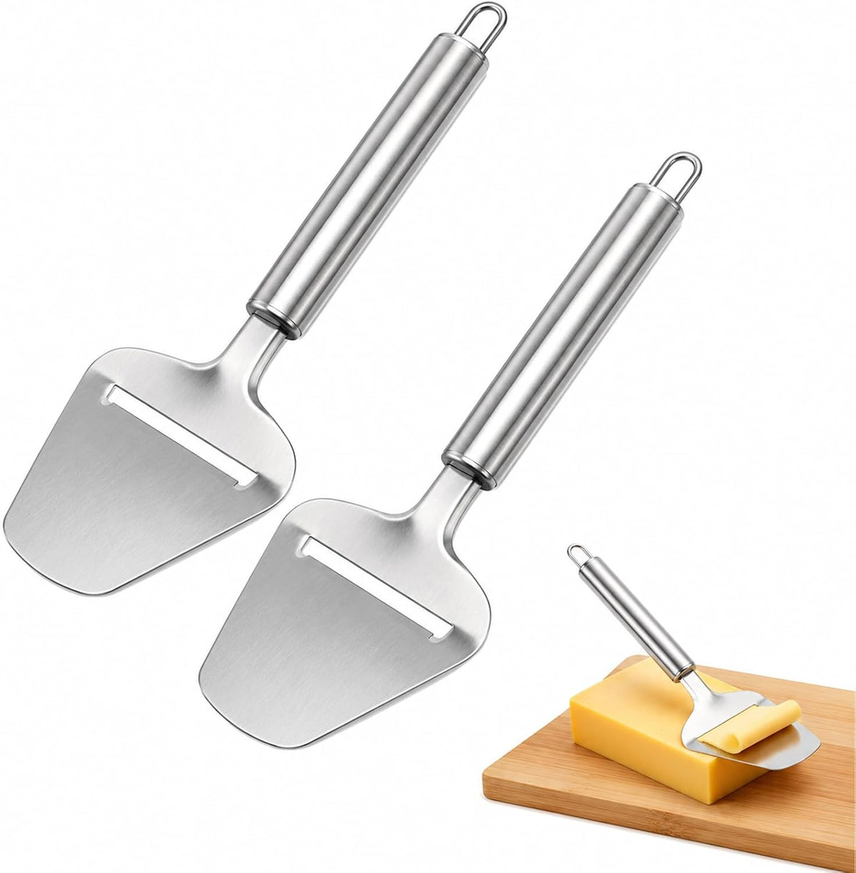 2Pcs Stainless Steel Cheese Slicer Cutter Plane Shaver