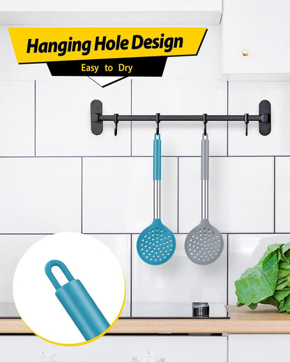 BUNDLEPRO Silicone Kitchen Ladle Strainer, 2 Pack, Black-Red
