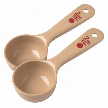 Carlisle FoodService Products Measure Miser Solid Spoon Measuring Spoon with Short Handle for Kitchens, Plastic, 4 Ounces, Beige