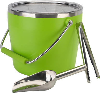 Luxfuel Insulated Beverage & Ice Bucket with Lid - Stainless Steel, Includes Scoop & Tongs, Holds 6 Longnecks or 3 Wine Bottles, Keeps Ice for Hours, Portable Handle for Parties & Outdoors (7.5L)