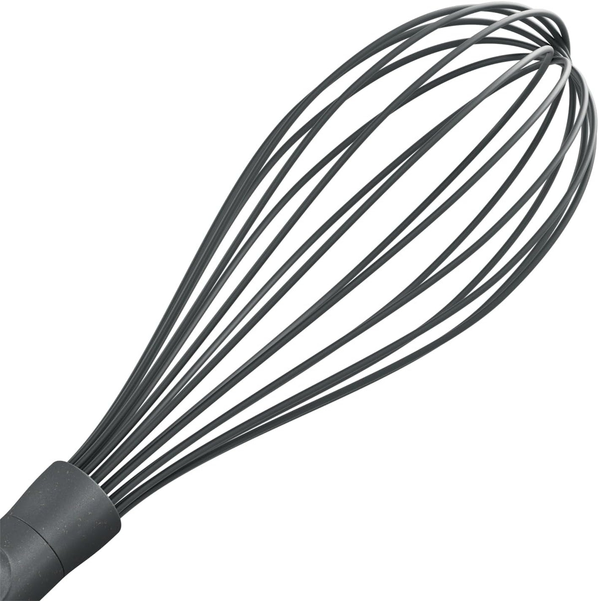 Zyliss Flat Whisk, Sustainable Wheatstraw/Nylon, Cooking Whisk forr Cooking and Serving with Heat Resistant Silicone Head, Beluga Grey, 11.9" x 2.8", Dishwasher Safe, 5 Year Guarantee