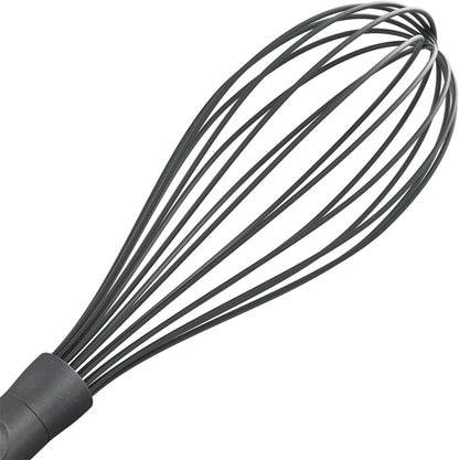 Zyliss Flat Whisk, Sustainable Wheatstraw/Nylon, Cooking Whisk forr Cooking and Serving with Heat Resistant Silicone Head, Beluga Grey, 11.9" x 2.8", Dishwasher Safe, 5 Year Guarantee