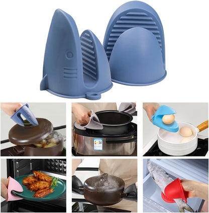 Oven Mitts，Mini Oven Gloves Silicone Heat Resistant Cooking Pinch Mitts Potholder for Air Fryer Kitchen Cooking & Baking (Grey)