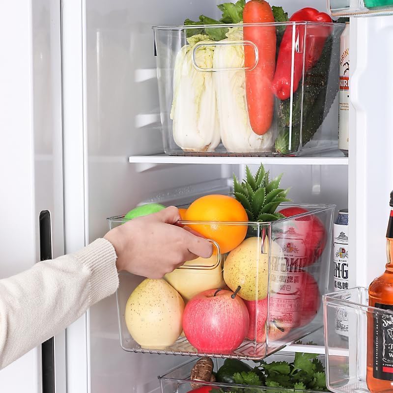 Set of 8 pantry organizers and storage, Clear Plastic Storage Bins for Kitchen Organization, Freezer Storage, Home Edit Containers