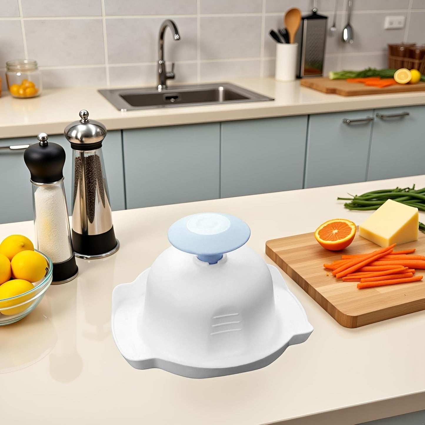 Blue Food Safety Holder for Mandolin or Grater, Finger Anti-Cut Protectors for Vegetable Graters and Peelers, Food Slicer Cutter Finger Guard, Mandolines