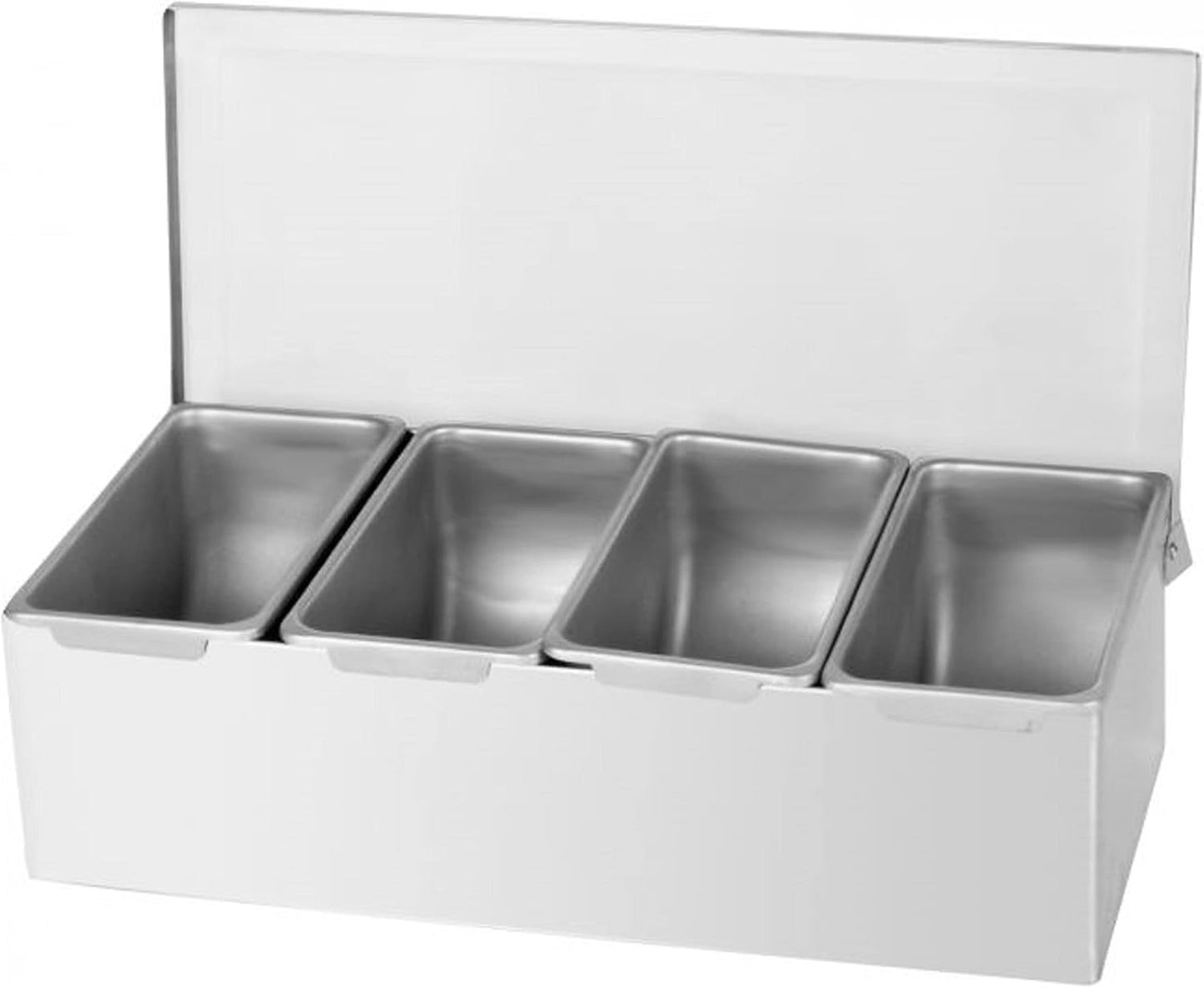 TrueCraftware- 5 Compartment Stainless Steel Condiment Bar (Open Bottom)- Condiment Dispenser Serving Container Garnish Tray Bar Caddy Condiment Server Caddy Garnish Holder for Home Work Restaurant