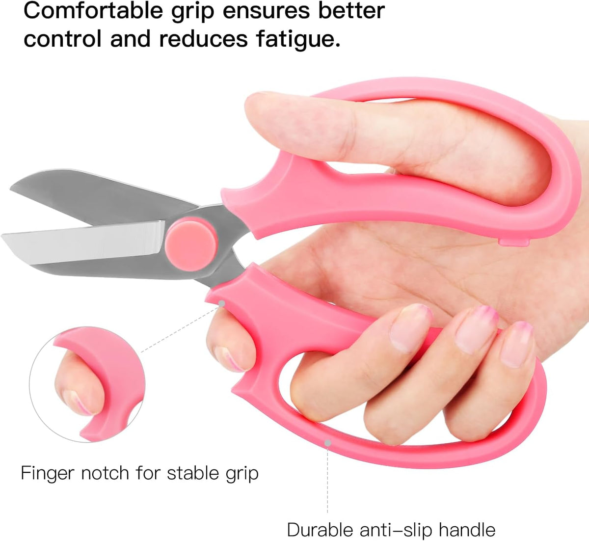 Housolution Flower Scissors, Premium Steel Garden Pruning Shears, Pink