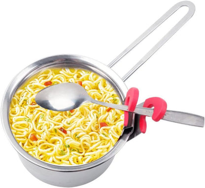 Stainless Steel Pot Clip Spoon Holder 2 Piece Kitchen Utensil Rest