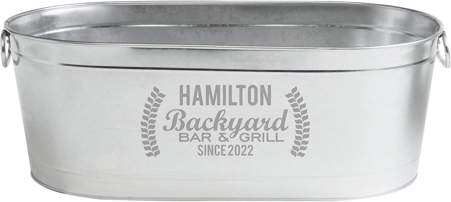 Let's Make Memories Personalized Beverage Tub - Custom Beverage Tub - Customize With Name & initial - Galvanized Drink Tub - 20 ¾"L x 11 ¾"W x 7" H - 5.5 Gallons