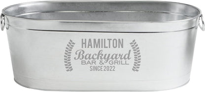 Let's Make Memories Personalized Beverage Tub - Custom Beverage Tub - Customize With Name & initial - Galvanized Drink Tub - 20 ¾"L x 11 ¾"W x 7" H - 5.5 Gallons