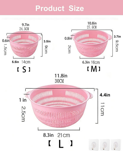 3 pcs Plastic Wash Basket Round Perforated Colander Wash Vegetables and Fruits Drain Cooked Pasta Kitchen Essentials Food Strainer Basket Strainer Kitchen Blue Yellow green red (3PCS-Green)