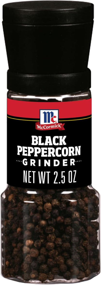 McCormick Black Peppercorn Grinder, For Freshly Ground Pepper While Cooking & Tableside, 2.5 oz