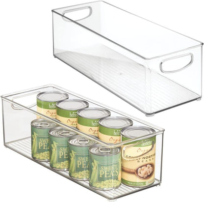 mDesign Plastic Kitchen Organizer - Storage Holder Bin with Handles for Pantry, Cupboard, Cabinet, Fridge/Freezer, Shelves, and Counter - Holds Canned Food, Snacks - 2 Pack - Clear