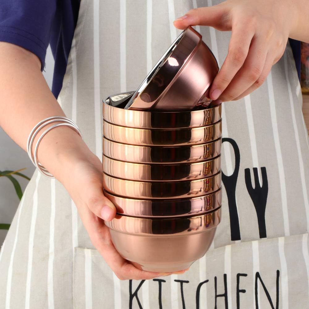 Stainless Steel Bowl Set: 500 ml Cereal Bowl, Set of 10 with Gift Box Included. Double Walled Insulated & Dishwasher Safe, Durable Deep Soup Bowl, Suitable for Home Kitchen & Child (Silver)