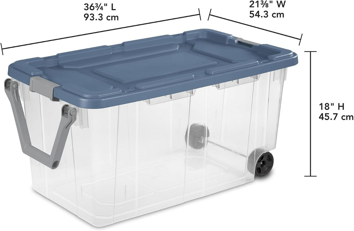 Extra Large Storage Bin, 40 Gallon Wheeled Plastic Storage Container with Handle, Green, Pack of 2 (GREEN)
