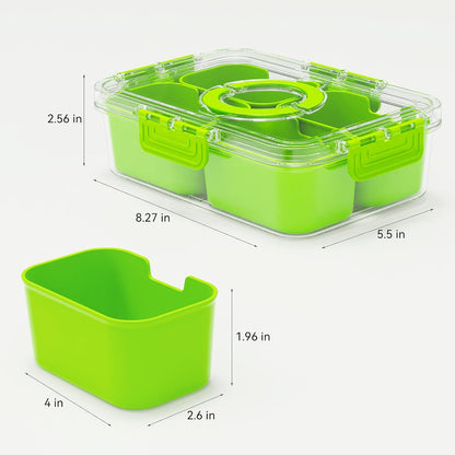 Snackle Box Container,2 Pack Divided Clear Snack Box Serving Tray with Lid and Handle,Charcuterie Board with Lid, Snack Organizer for Beach Picnic, Refrigerator Fresh, Party, Holidays and Travel