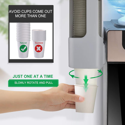Cup Dispenser, Wall Mounted Water Cooler Cup Dispenser for 3oz-5oz Disposable Cups, Bathroom Cup Holder, Plastic Paper Cup Dispenser with Adhesive/Screw Mount for Office, Hospital, Bathroom
