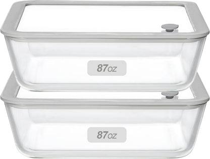 Glass Food Containers with Glass Lid, Microwave Safe Food Storage Container Set, 4 Pack of 35oz, Large Size Airtight Storage Set with Leak Proof Lids, Meal Prep Containers