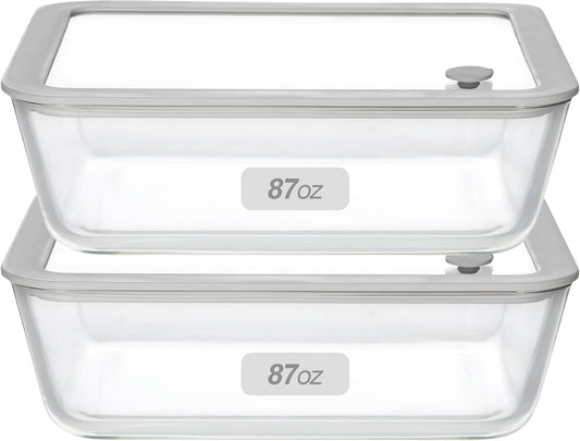 Glass Food Containers with Glass Lid, Microwave Safe Food Storage Container Set, 4 Pack of 35oz, Large Size Airtight Storage Set with Leak Proof Lids, Meal Prep Containers