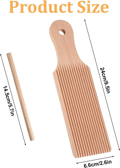 Gnocchi Boards and Ravioli Rolling Pin, Wood Pasta Roller Pin Ravioli Stamp Maker Homemade Pasta Making and Cutting Tools for Cooking Lovers Baking Easy to Use and Clean