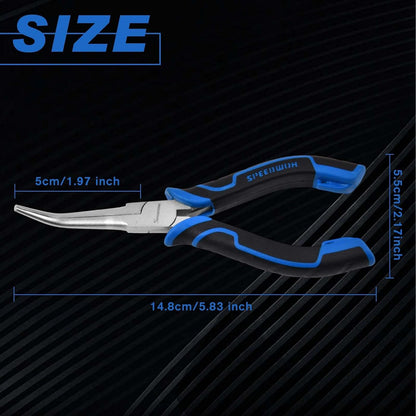 SPEEDWOX Long Reach Bent Needle Nose Pliers With Smooth Jaw Angled Needle Nose Pliers For Jewelry Making Fish Bone Pliers Tweezers Bent Chain Nose Pliers For Wire Bending And Small Object Gripping