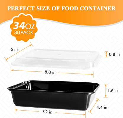 MUCHII 32 oz 3 Compartment Meal Prep Containers With Lids 20 Count To Go, Plastic Disposable Food Containers Microwave and Freezer Safe