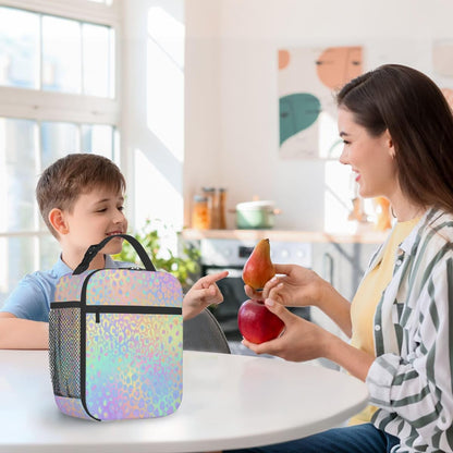 Rainbow Leopard Lunch Box Thermal Cooler Bento Tote Bags Portable Insulated Lunch Bag for Girls Teens, Kids Lunch Bags for School Beach Picnic Travel