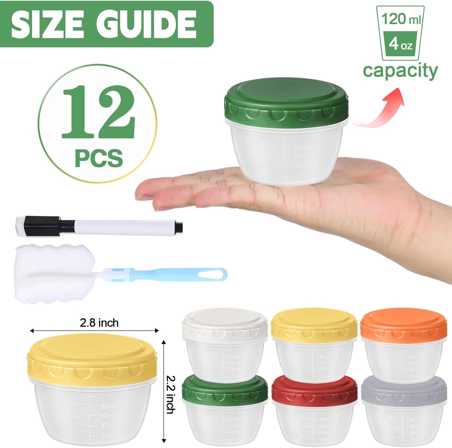 6pcs 10 oz Small Plastic Containers with Lids, Salad Dressing Container Reusable Small Food Storage Containers for Meal Prep, Leakproof, Microwave Dishwasher Freezer Safe, BPA-Free