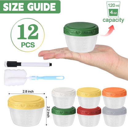 6pcs 10 oz Small Plastic Containers with Lids, Salad Dressing Container Reusable Small Food Storage Containers for Meal Prep, Leakproof, Microwave Dishwasher Freezer Safe, BPA-Free