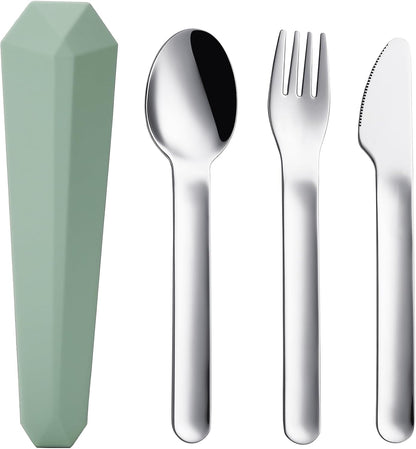 Utensils for Lunch Box Accessories, DEVICO Travel Silverware Set with Case, Camping Flatware Include 18/8 Stainless Steel Knife Fork and Spoon Set, Reusable Portable Cutlery Set for School (Teal)