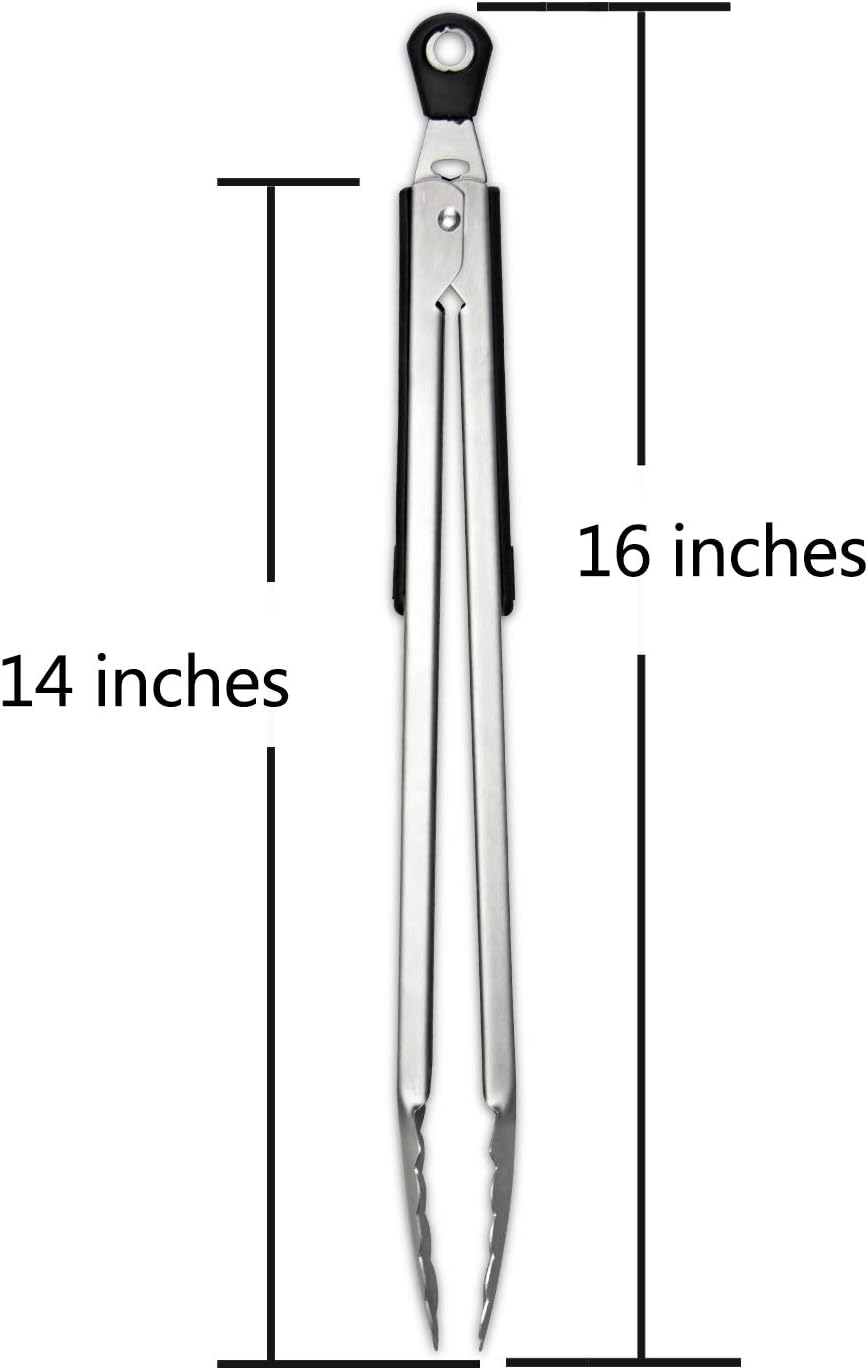 Grilling Tongs,16 In Long Stainless Steel BBQ Tongs, Kitchen Tongs