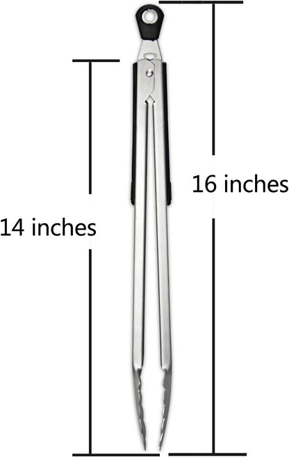 Grilling Tongs,16 In Long Stainless Steel BBQ Tongs, Kitchen Tongs