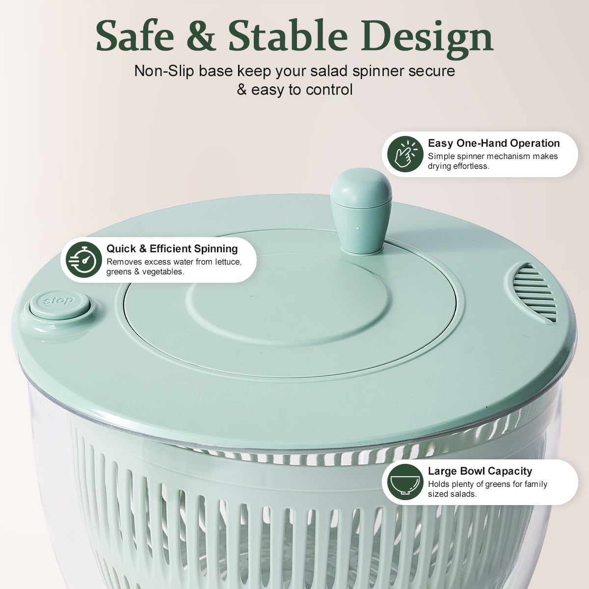 Salad Spinner & Vegetable Cutter, 2-in-1 Drain Bowl & Lettuce Spinner