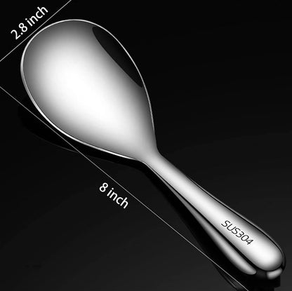 Comicfs Rice Paddle Spoon 304 Stainless Steel Thickened Rice Spoon Rice Spatula Non Stick Rice Scooper for Rice Mashed Potato Salads, Apply for Kitchen Home Restaurant Hotel Serving (Bright)