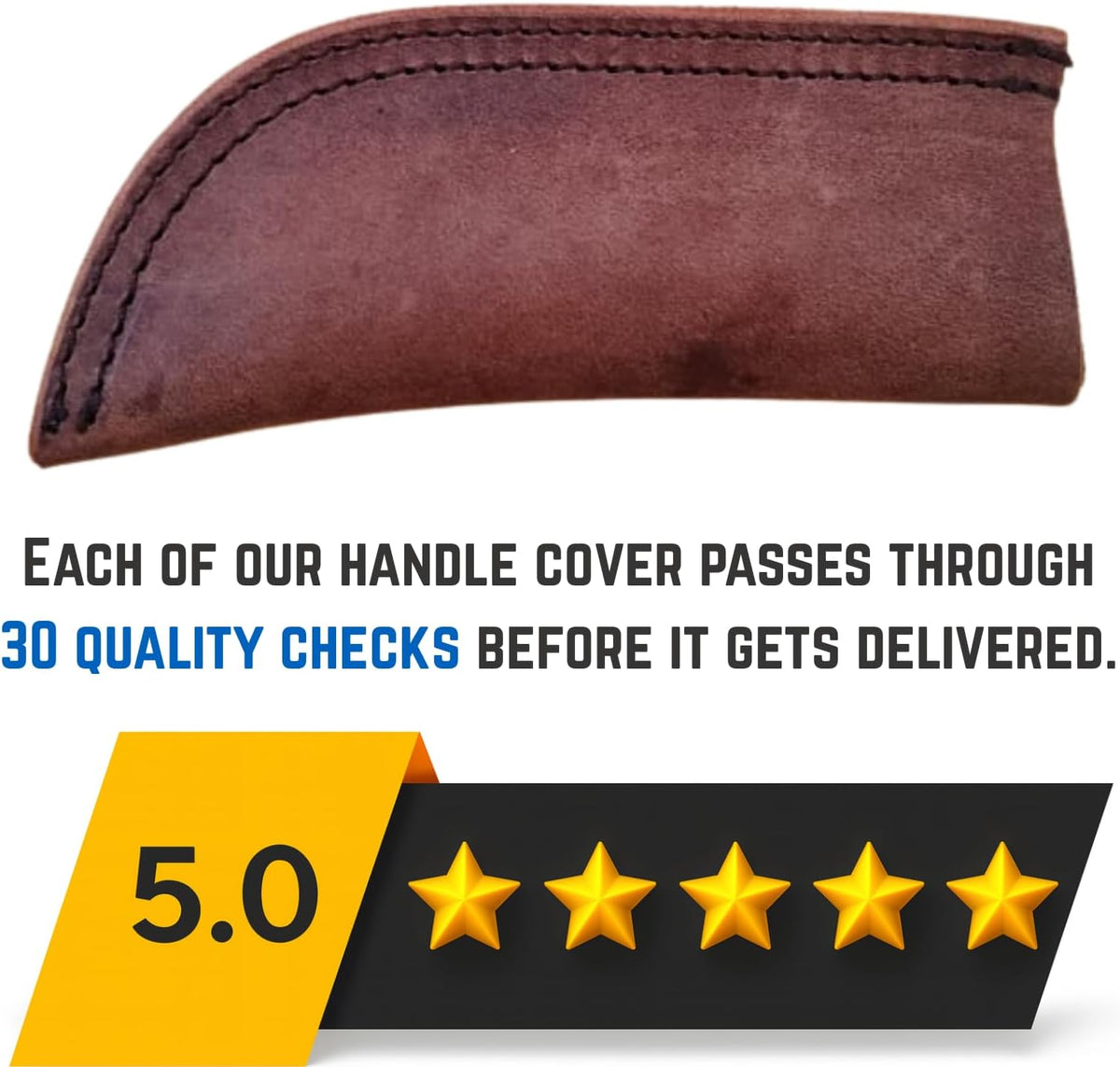 Leather Cast Iron Skillet Handle Cover, Heat Resistant Pan Grip Sleeve for Frying Pans, Dutch Oven & Griddles, Safe Non-Slip Cooking Handle Protector, Brown (Handle Cover Curve)