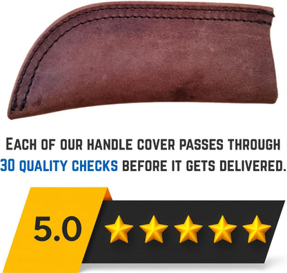 Leather Cast Iron Skillet Handle Cover, Heat Resistant Pan Grip Sleeve for Frying Pans, Dutch Oven & Griddles, Safe Non-Slip Cooking Handle Protector, Brown (Handle Cover Curve)