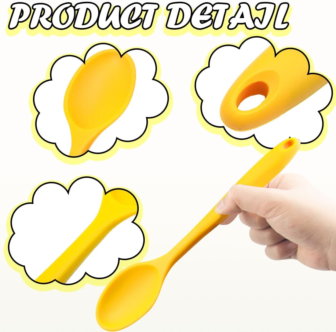 8 Pcs 8inch Heat Resistant Cooking Spoons for Nonstick Cookware Set -Ideal for Cooking, Baking, Mixing, Stirring Includes Slotted & Solid Spoons, Design for Nonstick Cookware (Black+Red+Green+Purple)