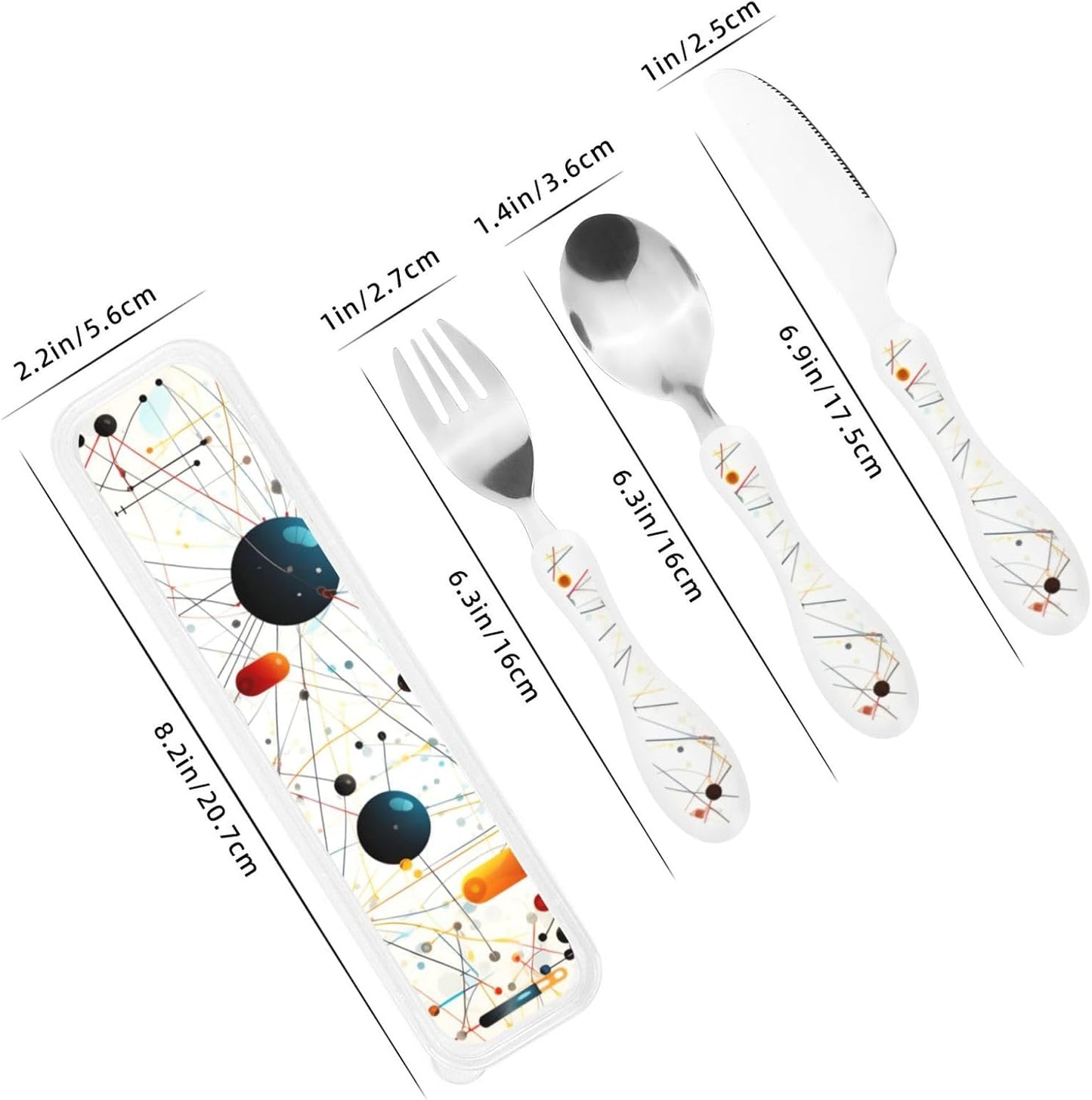 3-Piece Kids Silverware Set With Storage Case, Stainless Steel Reusable Children Safe Knife Spoon Fork Set Leaves Floral On Rustic Wood Children Flatware Set For Kids Lunch Box