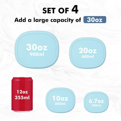 Anatole Silicone Food Storage Lunch Bento Box Set of 3 Reusable Nesting Containers with Lids BPA Free Dishwasher Microwave Oven Freezer Safe Leakproof (6.7oz, 10oz, 20oz)