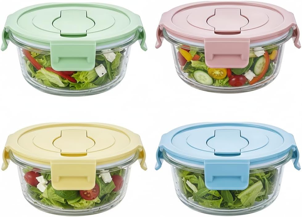16oz Square Glass Food Storage Containers With Lids, 2 Cup Square Glass Food Containers With Lids, BPA free Small Meal Prep Bowls for leftovers, Dishwasher, Freezer Safe (8Pack)