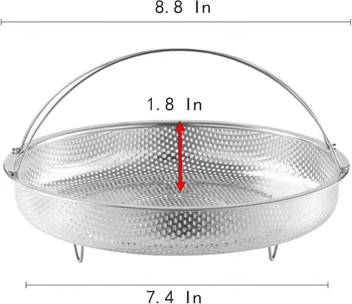 Steamer Basket with Steaming Rack, 8.8 Inch Food Grade Stainless Steel Steaming Net with a Support Frame for Food Steaming (1 Pcs)