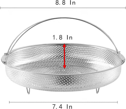 Steamer Basket with Steaming Rack, 8.8 Inch Food Grade Stainless Steel Steaming Net with a Support Frame for Food Steaming (1 Pcs)